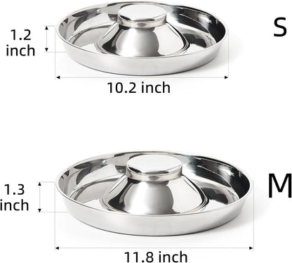 2 Pack Stainless Steel Puppy Bowls, Dog Feeding Bowl | Mush Feeder for Litters, Shallow Weaning for Food and Water, Multiple Dishes